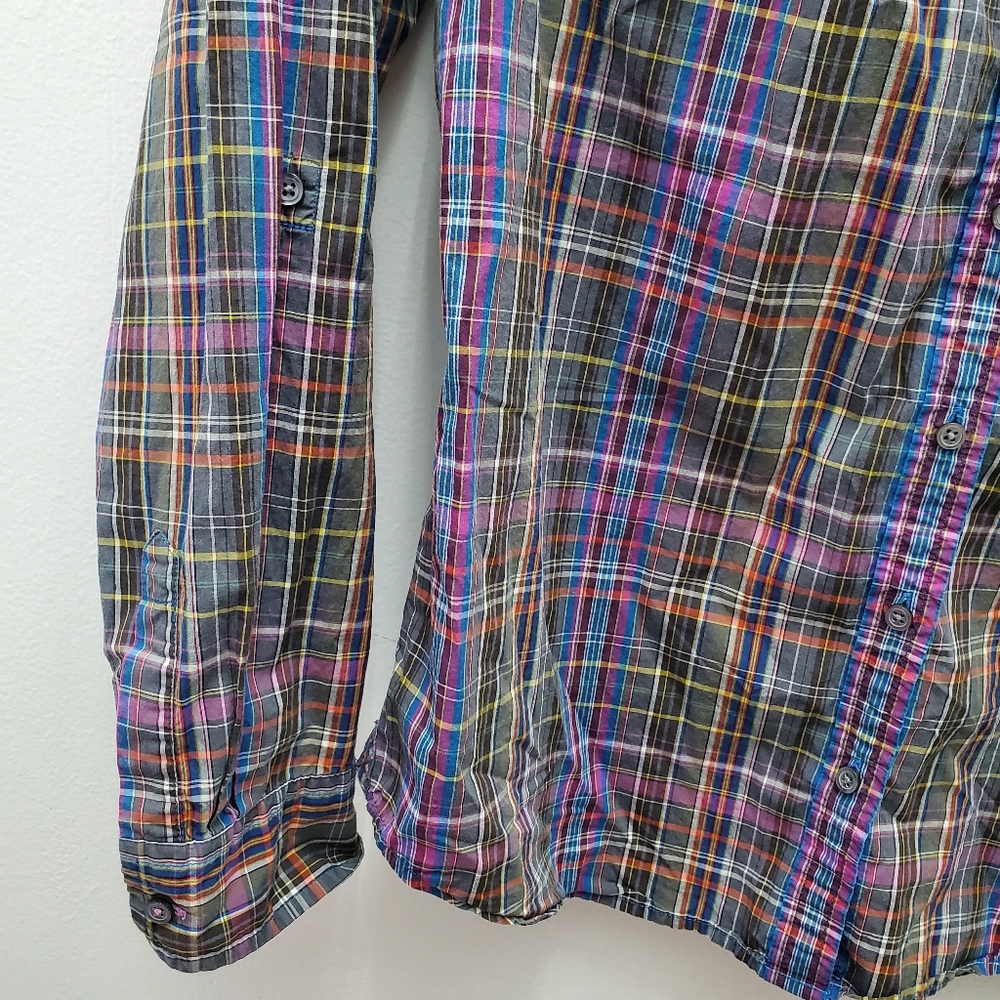 Talbots Plaid Button Down Chambray Cuff Size 10 -… - image 6